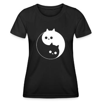 Yin et Yang mignons avec des chats - T-shirt sport Femme - noir - Devant - AI Model Female 172 light (172cm)