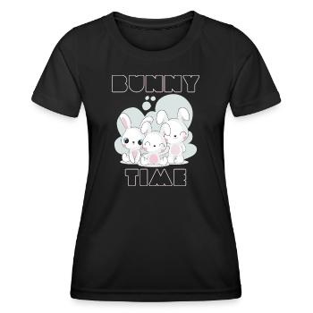 Bunny Time Rabbit Rabbits Graphique amusant - T-shirt sport Femme - noir - Devant - AI Model Female 172 light (172cm)
