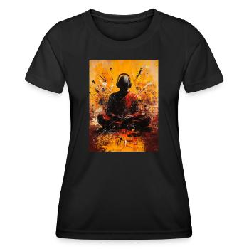Abstract monk with headphones - Women's Functional T-Shirt - black - Front - AI Model Female 172 light (172cm)