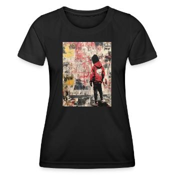 Banksy Style - Punk Street Art Graffiti - T-shirt sport Femme - noir - Devant - AI Model Female 172 light (172cm)