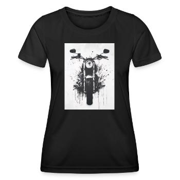 Motorrad Banksy Style - Stencil - Schwarz-Weiß - Frauen Funktions-T-Shirt - Schwarz - Vorne - AI Model Female 172 light (172cm)
