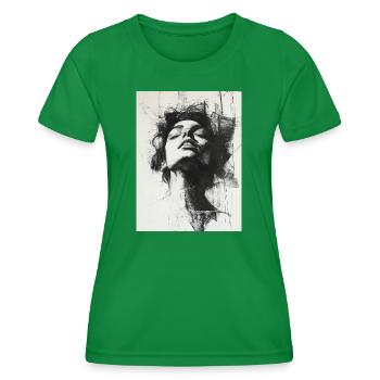 Banksy Gesicht - Abstrakte Frau - Zeichnung - Frauen Funktions-T-Shirt - Kelly Green - Vorne - AI Model Female 172 dark (172cm)