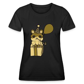 Célébrez l’anniversaire Hamster Comic - T-shirt sport Femme - noir - Devant - AI Model Female 172 light (172cm)