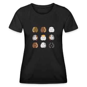 Neun Meerschweinchen Gesichter - Frauen Funktions-T-Shirt - Schwarz - Vorne - AI Model Female 172 light (172cm)