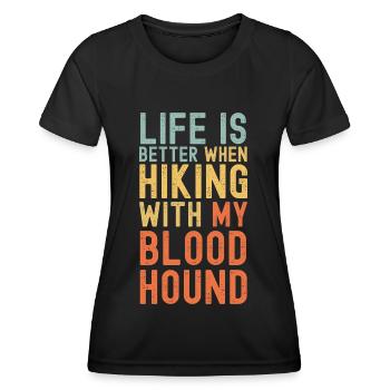 Bloodhound Wanderhund retro - Frauen Funktions-T-Shirt - Schwarz - Vorne - AI Model Female 172 light (172cm)