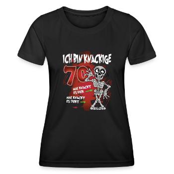 Geburtstag 70 Knackige Jahre Skelett Knochen - Frauen Funktions-T-Shirt - Schwarz - Vorne - AI Model Female 172 light (172cm)