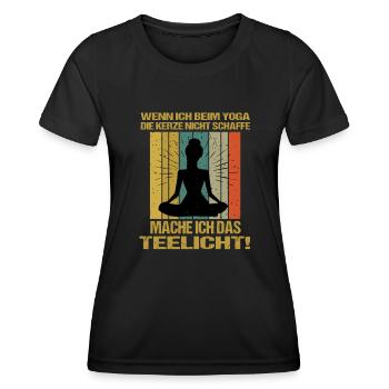 Sprüche Yoga Frau Kerze Teelicht - Frauen Funktions-T-Shirt - Schwarz - Vorne - AI Model Female 172 light (172cm)