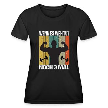 Bodybuilding Sprüche Mann Wenn es weh tut nochmal - Frauen Funktions-T-Shirt - Schwarz - Vorne - AI Model Female 172 light (172cm)