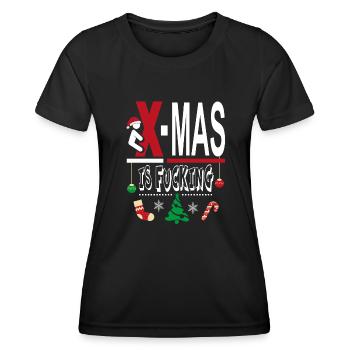 X Mas Christmas is Fucking Scheisse Mist - Frauen Funktions-T-Shirt - Schwarz - Vorne - AI Model Female 172 light (172cm)