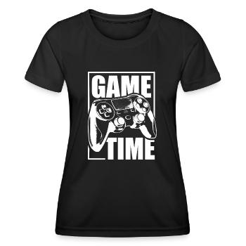 Trendy Gamer Shirt "Game Time" gambler - Women's Functional T-Shirt - black - Front - AI Model Female 172 light (172cm)
