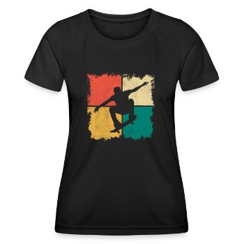 Skateboarding Tricks Skater Stunt Skateboard - Frauen Funktions-T-Shirt - Schwarz - Vorne - AI Model Female 172 light (172cm)