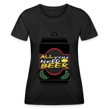 Bière Buveur de bière Bouteille de bière en canette de bière - T-shirt sport Femme - noir - Devant - AI Model Female 172 light (172cm)