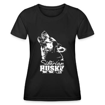 SIBERIAN HUSKY Schlittenhunde Musher Wilsigns - Frauen Funktions-T-Shirt - Schwarz - Vorne - AI Model Female 172 light (172cm)