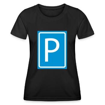 P Parken Buchstabe Parkscheibe Parkplatz 2c - Frauen Funktions-T-Shirt - Schwarz - Vorne - AI Model Female 172 light (172cm)
