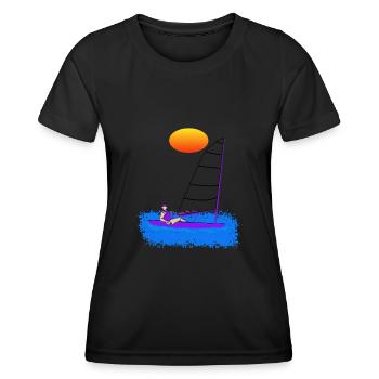 Windsurfen-Surfer-Sommer-Wassersport - Frauen Funktions-T-Shirt - Schwarz - Vorne - AI Model Female 172 light (172cm)