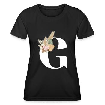 Buchstabe G blumig - Frauen Funktions-T-Shirt - Schwarz - Vorne - AI Model Female 172 light (172cm)