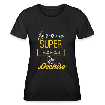 Super maman qui déchire - T-shirt sport Femme - noir - Devant - AI Model Female 172 light (172cm)