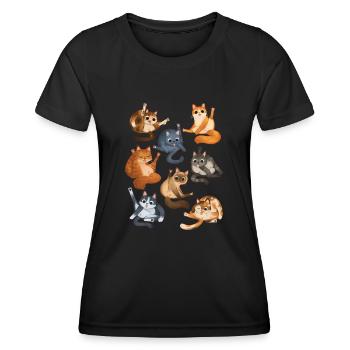 Chats léchant leurs fesses T-shirt - T-shirt sport Femme - noir - Devant - AI Model Female 172 light (172cm)