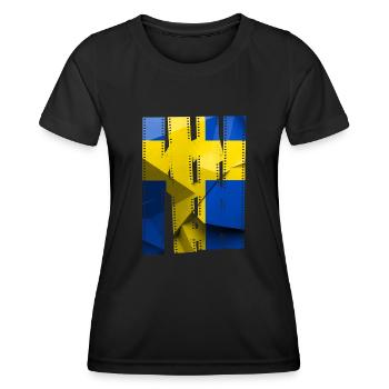 Suède Suède drapeau national norden skandinavia - T-shirt sport Femme - noir - Devant - AI Model Female 172 light (172cm)