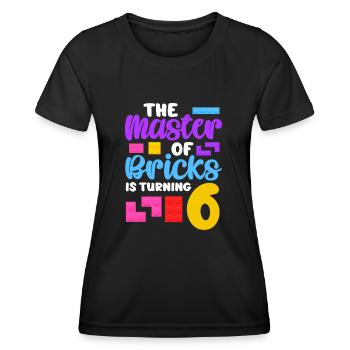The master of bricks is turning 6 - Frauen Funktions-T-Shirt - Schwarz - Vorne - AI Model Female 172 light (172cm)
