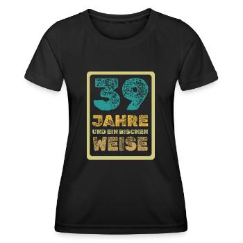 Age 39 - Women's Functional T-Shirt - black - Front - AI Model Female 172 light (172cm)