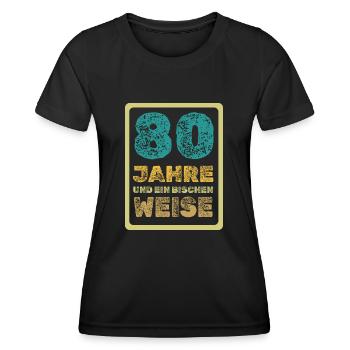 Age 80 - Women's Functional T-Shirt - black - Front - AI Model Female 172 light (172cm)