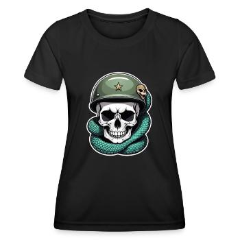 serpent squelette et tatouage - T-shirt sport Femme - noir - Devant - AI Model Female 172 light (172cm)