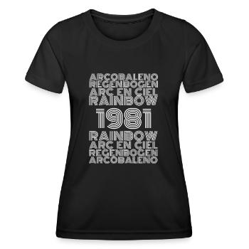 Arc-en-ciel 1981 - T-shirt sport Femme - noir - Devant - AI Model Female 172 light (172cm)