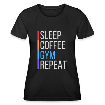 Kaffee Fitnessraum lustig - Frauen Funktions-T-Shirt - Schwarz - Vorne - AI Model Female 172 light (172cm)
