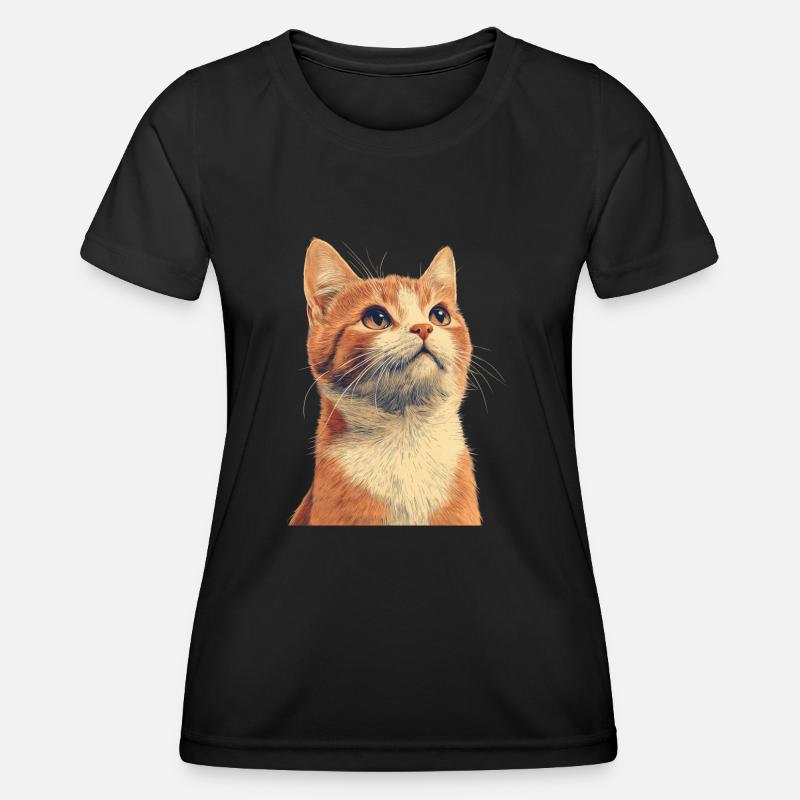 Cute Ginger Cat - Women's Functional T-Shirt - black