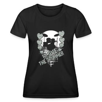 I love the drummer - I love drums - Women's Functional T-Shirt - black - Front - AI Model Female 172 light (172cm)