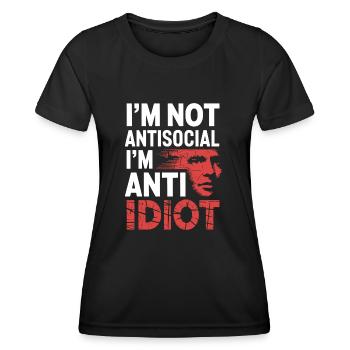Pas fan de la bêtise - T-shirt sport Femme - noir - Devant - AI Model Female 172 light (172cm)