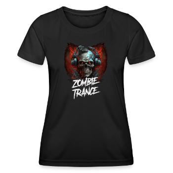 Zombie skull techno Disc Jockey - Frauen Funktions-T-Shirt - Schwarz - Vorne - AI Model Female 172 light (172cm)