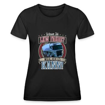 LKW Fahrer - Frauen Funktions-T-Shirt - Schwarz - Vorne - AI Model Female 172 light (172cm)