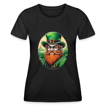 St. Patrick's Day Kleeblatt Kobold - Frauen Funktions-T-Shirt - Schwarz - Vorne - AI Model Female 172 light (172cm)
