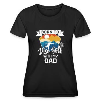Né pour jouer au disc golf avec papa - Frisbee - T-shirt sport Femme - noir - Devant - AI Model Female 172 light (172cm)