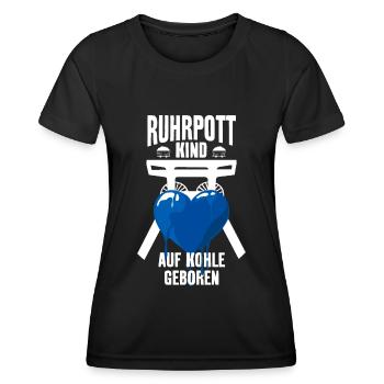 RUHRPOTT KIND AUF KOHLE GEBOREN ZECHE - Frauen Funktions-T-Shirt - Schwarz - Vorne - AI Model Female 172 light (172cm)