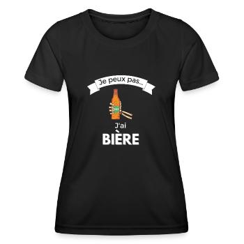 Je peux pas j ai Biere - T-shirt sport Femme - noir - Devant - AI Model Female 172 light (172cm)