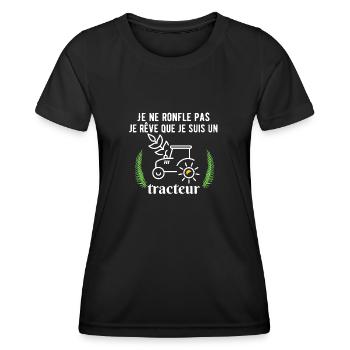 Ich schnarche nicht, ich träume, dass ich ein Traktor bin. - Frauen Funktions-T-Shirt - Schwarz - Vorne - AI Model Female 172 light (172cm)