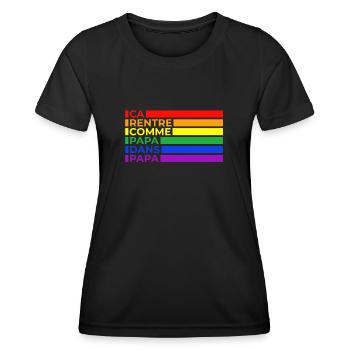 Comme papa dans papa - LGBTQIA+ - T-shirt sport Femme - noir - Devant - AI Model Female 172 light (172cm)