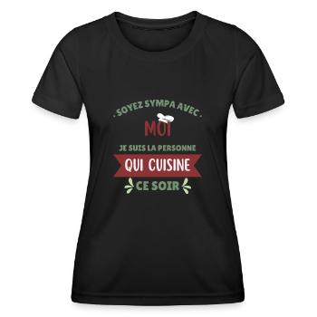 Soyez sympa avec moi - T-shirt sport Femme - noir - Devant - AI Model Female 172 light (172cm)