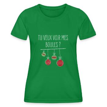 Tu veux voir mes boules ? - Humour Noël - T-shirt sport Femme - vert - Devant - AI Model Female 172 dark (172cm)