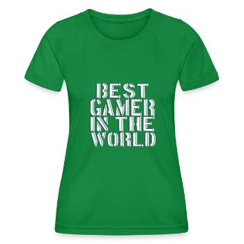 Best Player World Video Games Fan Gift Idea - Women's Functional T-Shirt - kelly green - Front - AI Model Female 172 dark (172cm)
