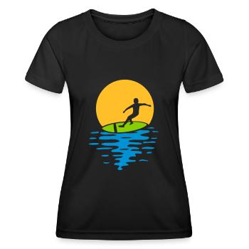 Abend Sonne Surfer - Frauen Funktions-T-Shirt - Schwarz - Vorne - AI Model Female 172 light (172cm)