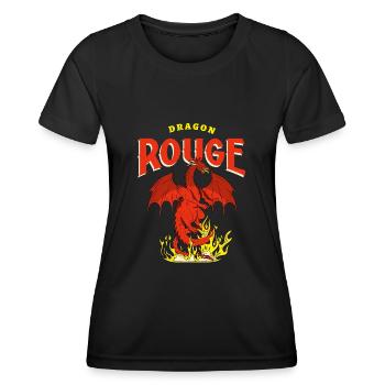 Dragon Rouge et Flammes - T-shirt sport Femme - noir - Devant - AI Model Female 172 light (172cm)
