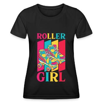 Roller Girl 70s 80s Retro Roller Skating - Women's Functional T-Shirt - black - Front - AI Model Female 172 light (172cm)