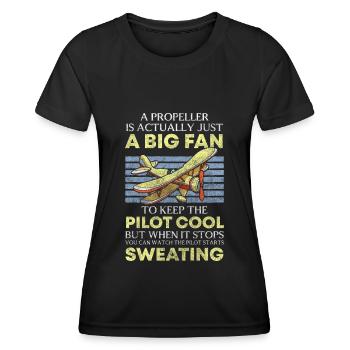Fliegen Herzschlag Flugplatz - Frauen Funktions-T-Shirt - Schwarz - Vorne - AI Model Female 172 light (172cm)