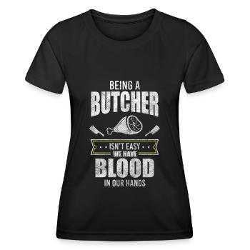 Fleischer Fleischerei Schlachten - Frauen Funktions-T-Shirt - Schwarz - Vorne - AI Model Female 172 light (172cm)
