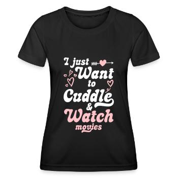 Schmusen Teddybär Beziehung Romantisch - Frauen Funktions-T-Shirt - Schwarz - Vorne - AI Model Female 172 light (172cm)