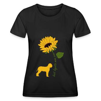 Lagotto Romagnolo Mama Mom Sonnenblume Spruch - Frauen Funktions-T-Shirt - Schwarz - Vorne - AI Model Female 172 light (172cm)